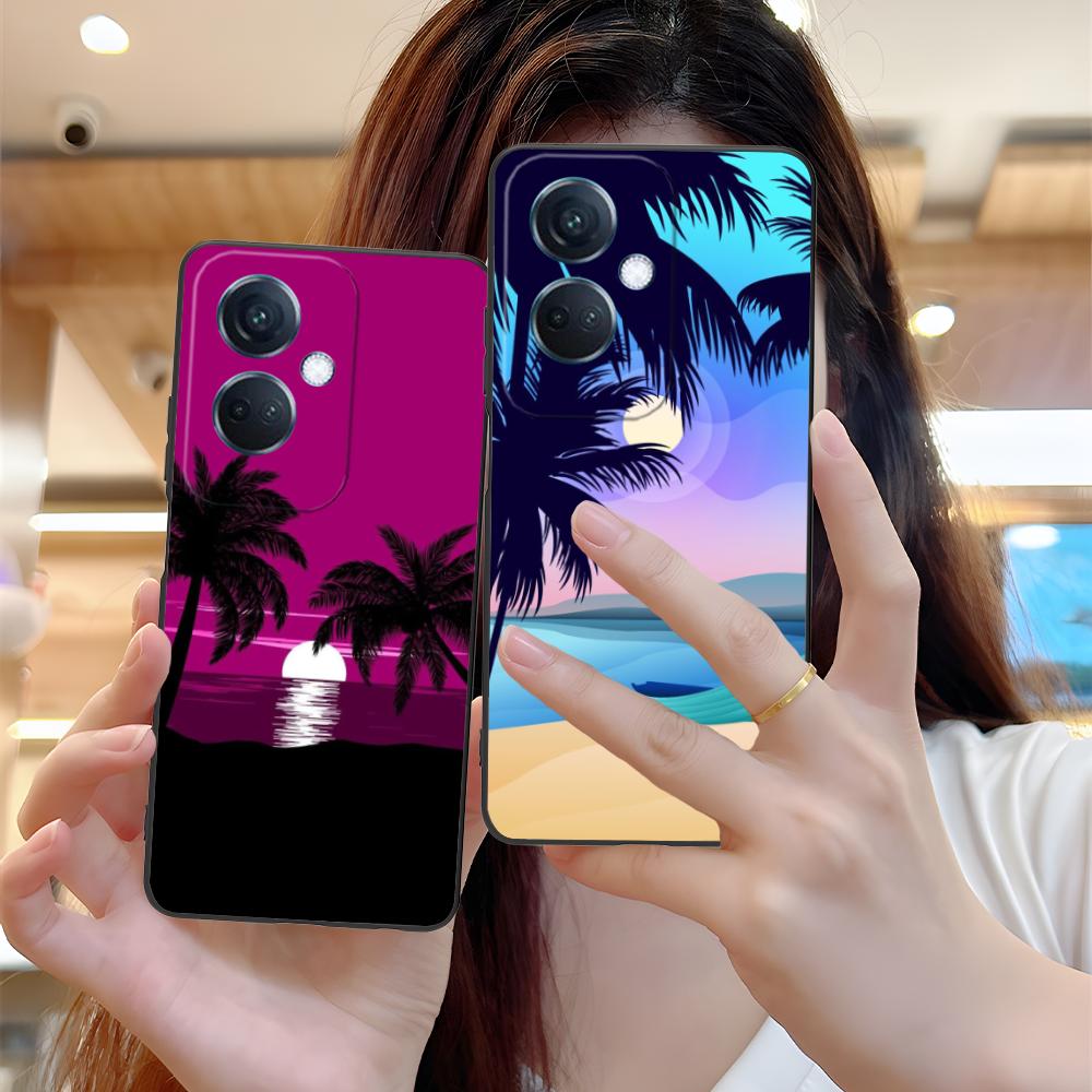 Oppo Reno 12 - Zonsondergang Kokospalmen Telefoonhoesje voor OPPO Reno